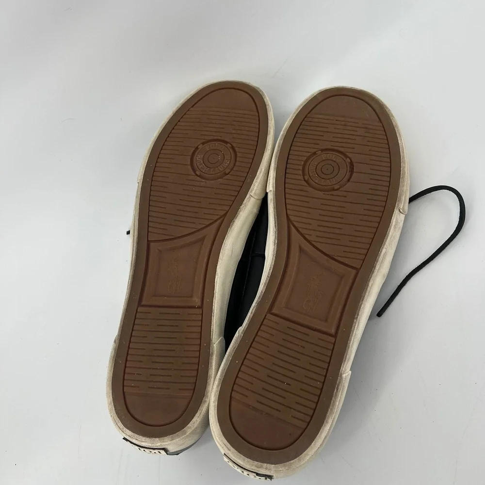 Polo Ralph Lauren Sander Mens 14D Black Leather Boat Shoes Sneakers 0200001087‎